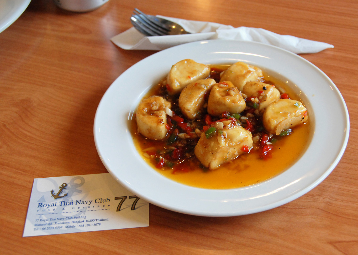 Tofu dish a the Royal Thai Navy Club, Bangkok